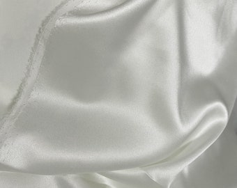 100% Silk Charmeuse Fabric 16mm Off White Color Undyed Silk Satin Fabric by the Yard for Dressmaking, Silk Pillowcase Fabric