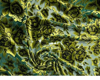 Peony flower silk burnt-out velvet fabric thin and soft fashion cheongsam fabric Jacquard Viscose Fabric By the Hald Yard/ By 1 Yard