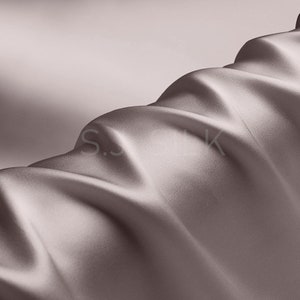 100% Silk Charmeuse Fabric 16mm Cold Taupe Color Silk Satin Fabric by the Yard for Dressmaking, Silk Pillowcase Fabric