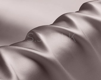 100% Silk Charmeuse Fabric 16mm Cold Taupe Color Silk Satin Fabric by the Yard for Dressmaking, Silk Pillowcase Fabric