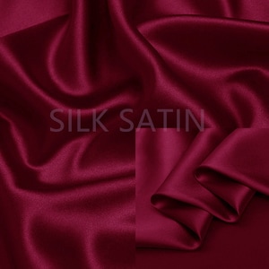 19mm 100% Silk Charmeuse Fabric Carmine Thick Silk Satin Fabric by the Yard Real Silk for Dressmaking, Silk Pillowcase Fabric