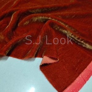 Pure Silk Velvet Fabric Deep Caramel Color 40Momme Luxury Thick Silk Velvet Fabric By the Yard for Shirt, Dress, Pillowcase Cover