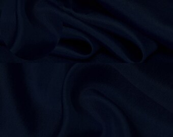 100% Silk Habotai Fabric 8mm 45&#39;&#39; Wide Deep Blue Lightweight Airy Feeling For Lining, Scarves By the Yard