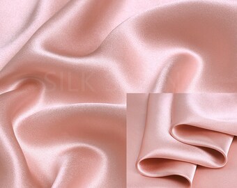 19mm 100% Silk Charmeuse Fabric Deep Pink Thick Silk Satin Fabric by the Yard Real Silk for Tie-dye, Silk Pillowcase Fabric