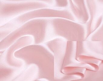 19mm 100% Silk Charmeuse Fabric Light Pink Thick Silk Satin Fabric by the Yard Real Silk for Tie-dye, Silk Pillowcase Fabric