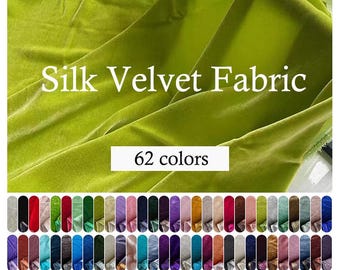 62 Colors Pure Silk Velvet Fabric 40Momme Luxury Thick Silk Velvet Fabric By the Yard for Shirt, Dress, Pillowcase Cover