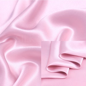 19mm 100% Silk Charmeuse Fabric Cherry Powder Thick Silk Satin Fabric by the Yard Real Silk for Dressmaking, Silk Pillowcase Fabric