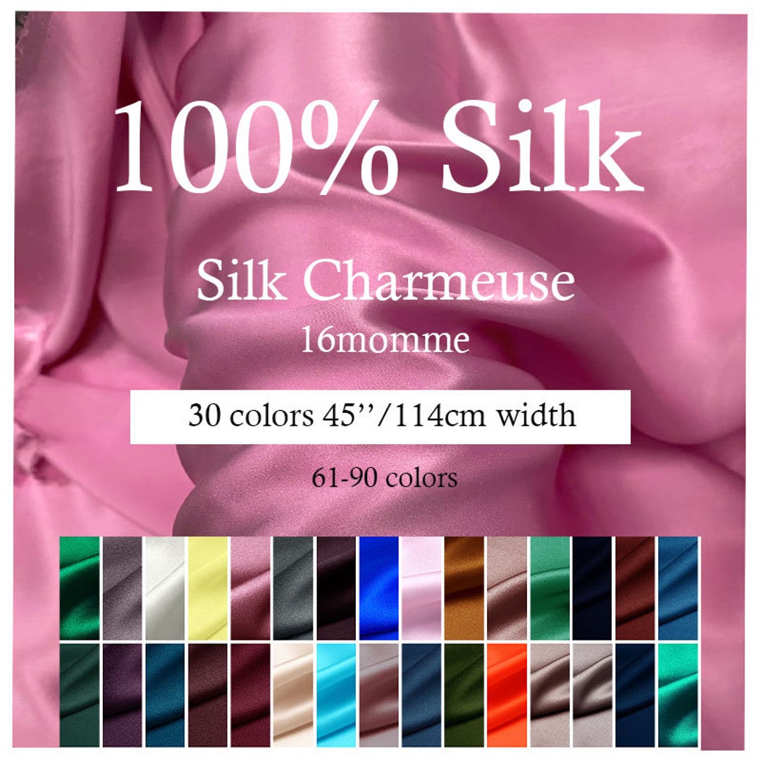 100% Silk Charmeuse Fabric 30 Colors 16m/m Silk Satin Fabric by the