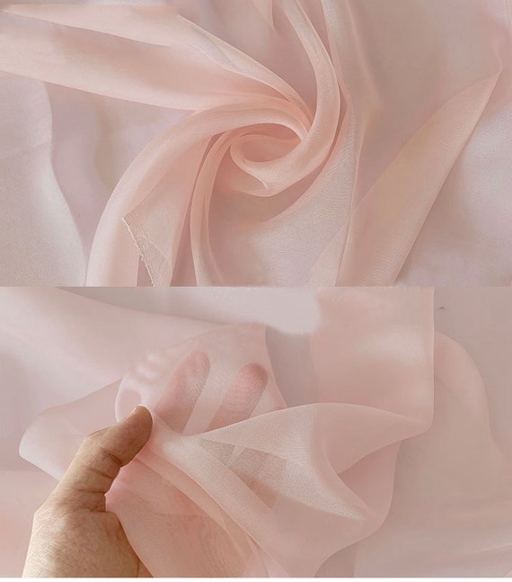 Silk Chiffon 100 Silk 5.5mm Sheer Light Weight Transparent Chiffon Fabric Light Pink for for Scarves Shawls and Wispy Gowns 55 Wide BTY