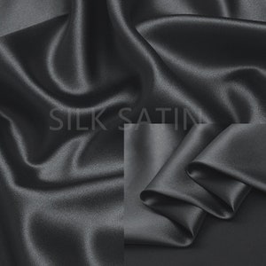 19mm 100% Silk Charmeuse Fabric Dark Shadow Thick Silk Satin Fabric by the Yard Real Silk for Dressmaking, Silk Pillowcase Fabric