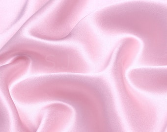 100% Silk Charmeuse Fabric 16m/m Cherry Powder Color Silk Satin Fabric by the Yard for Dressmaking, Silk Pillowcase Fabric
