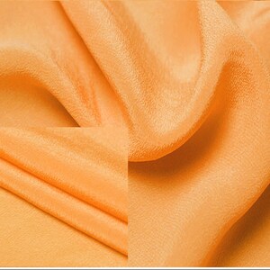 Orange Yellow Color Silk Crepe de Chine Fabric 100% Silk Crepe Fabric 14mm, 16mm 55&#39;&#39; Wide Silk CDC For Lining, Scarves By the Yard