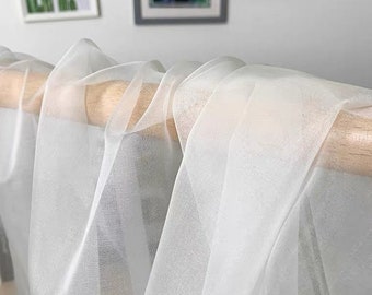 100% Silk Organza Fabric 6mm Milk White Color 55'' Width Lightweight Transparent, Silk Sheer, for Trimming, Ribbon Organza, By the Yard