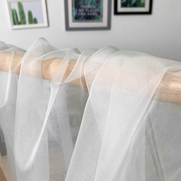 100% Silk Organza Fabric 6mm Milk White Color 55'' Width Lightweight Transparent, Silk Sheer, for Trimming, Ribbon Organza, By the Yard