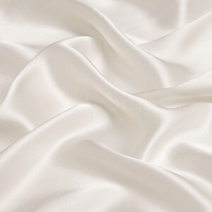 100% Silk Charmeuse Fabric 16mm Off White Color Silk Satin Fabric by the Yard for Dressmaking, Silk Pillowcase Fabric