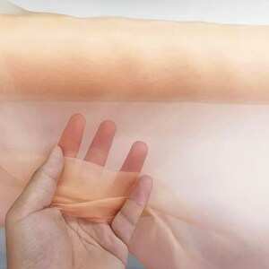 100% Silk Organza Fabric 6mm Peach Color 55'' Width Lightweight Transparent, Silk Sheer, for Trimming, Ribbon Organza, By the Yard