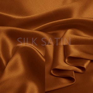 19mm 100% Silk Charmeuse Fabric Amber Yellow Thick Silk Satin Fabric by the Yard Real Silk for Dressmaking, Silk Pillowcase Fabric
