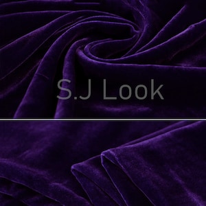 Pure Silk Velvet Fabric Deep Purple Color 40Momme Luxury Thick Silk Velvet Fabric By the Yard for Shirt, Dress, Pillowcase Cover