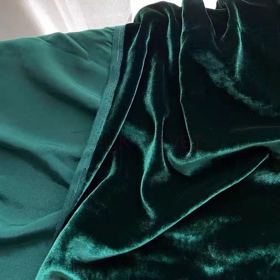 Pure Silk Velvet Fabric Royal Green Color 40momme Luxury Thick Silk Velvet  Fabric by the Meter for Shirt, Dress, Pillowcase Cover 55'' Width 