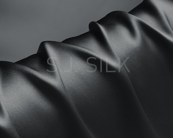 100% Silk Charmeuse Fabric 16m/m Dark Shadow Color Silk Satin Fabric by the Yard for Dressmaking, Silk Pillowcase Fabric