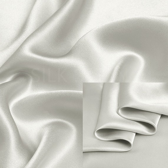 19mm 100% Seide Charmeuse Stoff Grau Creme Dick Seide Satin Stoff Schüttgut Echte Seide zum Nähen, Seide Kissenbezug Stoff
