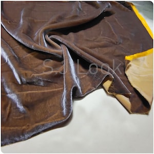 Pure Silk Velvet Fabric Cream Chestnut Color 40Momme Luxury Thick Silk Velvet Fabric By the Yard for Shirt, Dress, Pillowcase Cover