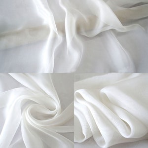 Silk Chiffon 100% Silk 5.5mm Sheer Light Weight Transparent Soft Chiffon Fabric for for Floaty Scarves, Shawls and Wispy Gowns 55&#39;&#39; Wide BTY