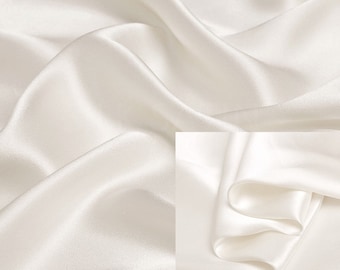 19mm 100% Silk Charmeuse Fabric Off White Thick Silk Satin Fabric by the Yard Real Silk for Tie-dye, Silk Pillowcase Fabric