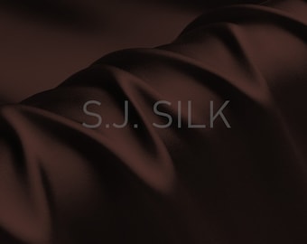 100% Silk Charmeuse Fabric 16mm Brown Color Silk Satin Fabric by the Yard for Dressmaking, Silk Pillowcase Fabric