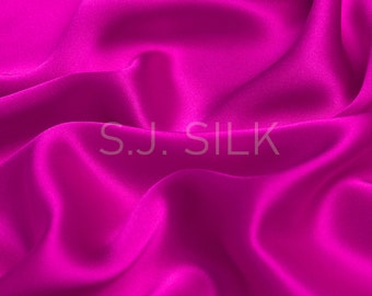 100% Silk Charmeuse Fabric 16mm Plum Purple Color Silk Satin Fabric by the Yard for Dressmaking, Silk Pillowcase Fabric