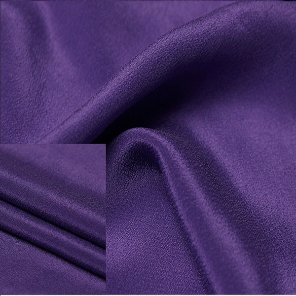 Purple Color Silk Crepe de Chine Fabric 100% Silk Crepe Fabric 14mm, 16mm 55'' Wide Silk CDC For Lining, Scarves By the Yard