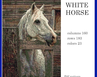 White Horse Beading Pattern: Brick Stitch Peyote, Miyuki Delica (Digital Download)