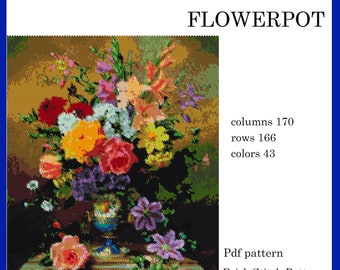 Flowerpot Beading Pattern – Brick Stitch Peyote, Miyuki Delica (PDF Pattern)