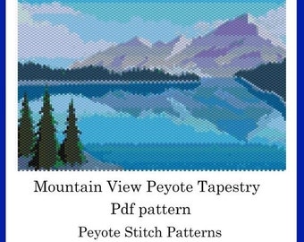 Mountain View peyote Miyuki Delica pattern Peyote tapestry pattern Home decor tapestry PDF DIGITAL DOWNLOAD