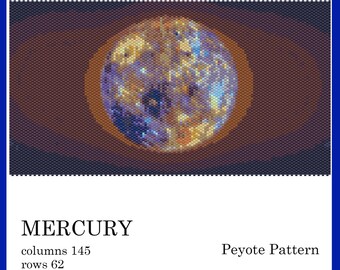 Patrón de abalorios en PDF: Patrón detallado de punto peyote con cuentas de semilla Miyuki Delica 11/0. Descarga digital fácil. MERCURY