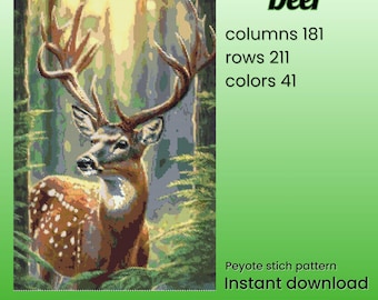 Deer Peyote Beading Pattern PDF – Brick Stitch Design for Miyuki Delica 11/0 Beads DIGITAL DOWNLOAD