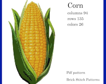 Corn peyote pattern, Peyote Tapestry Pattern, Peyote stitch pattern, Seed bead pattern, Peyote PDF pattern, Miyuki delica