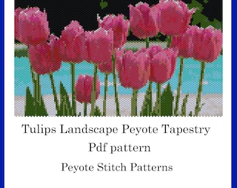 Beading Pattern PDF – Detailed Brick Stitch Peyote Beading Pattern Using Miyuki Delica 11/0 Seed Beads, Easy Digital Instant Download Tulips