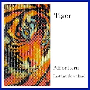 Tiger peyote, Wall Art Pattern Peyote, Beading Tapestry Miyuki Delica pattern, Peyote  pattern, Pdf Digital Download