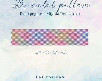 Peyote Stitch Bracelet Pattern, Miyuki Delica 11/0 Beads, Seed Bead Pattern, DIY Beading Tutorial, Jewelry Squares