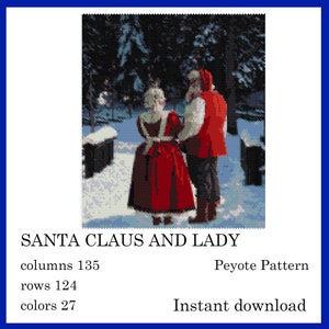 SANTA CLAUS And LADY peyote, Miyuki Delica, Wall Art Pattern, Christmas Santa Peyote Beaded Ornament, decor tapestry, Pdf Digital Download