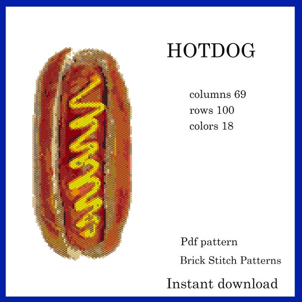 HOTDOG peyote, Pdf Pattern, Pdf Digital Download, Instant Download