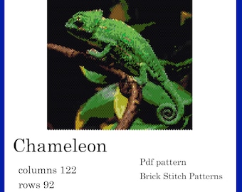 Chameleon Beading Pattern, Brick Stitch Peyote, Miyuki Delica 11/0 (PDF Pattern)