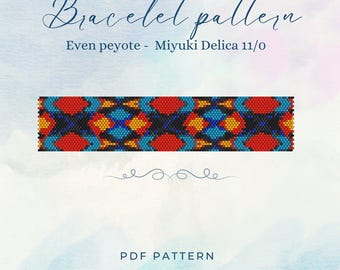 Peyote Stitch Bracelet Pattern, Miyuki Delica 11/0 Beads, Seed Bead Pattern, DIY Beading Tutorial, Jewelry Navayo