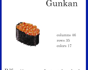 GUNKAN Beading Pattern PDF – Detailed Brick Stitch Peyote Beading Pattern Using Miyuki Delica 11/0 Seed Beads, Easy Digital Download