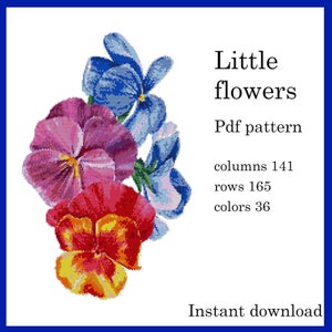 LITTLE FLOWERS ビーズパターン PDF – Miyuki Delica 11/0 シードビーズを使用した詳細なブリックステッチペヨーテビーズパターン、簡単なデジタルダウンロード