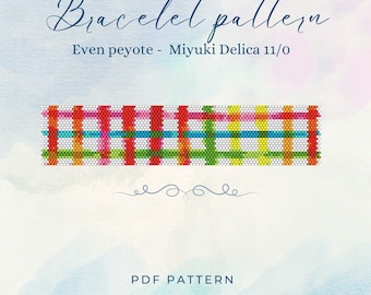 Peyote Stitch Bracelet Pattern, Miyuki Delica 11/0 Beads, Seed Bead Pattern, DIY Beading Tutorial, Jewelry Squares