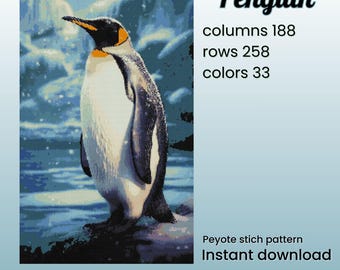 Patrón de abalorios Penguin Peyote en PDF: Diseño de punto ladrillo para cuentas Miyuki Delica 11/0. DESCARGA DIGITAL.