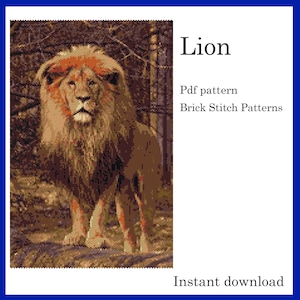 LION, Pdf Pattern, Brick Stitch Patterns,  Instant Download