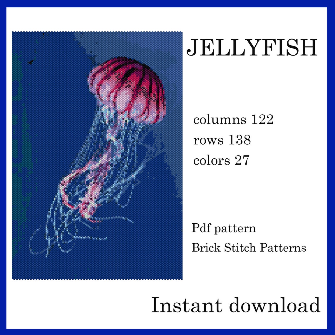 Jellyfish Pdf Pattern Brick Stitch Patterns Instant - Etsy